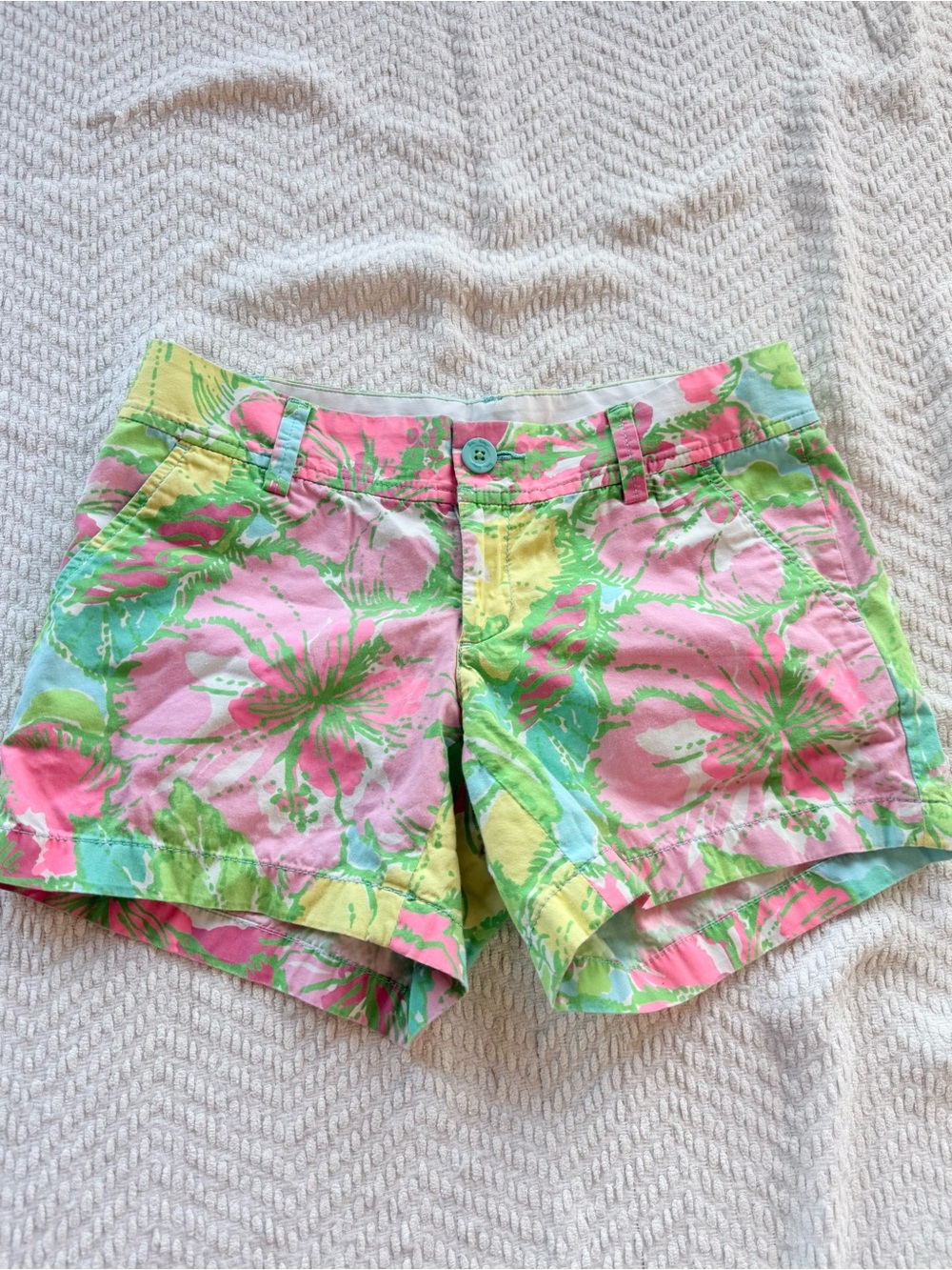 Lilly Pulitzer Pink, Green & Yellow Floral High-Rise Shorts